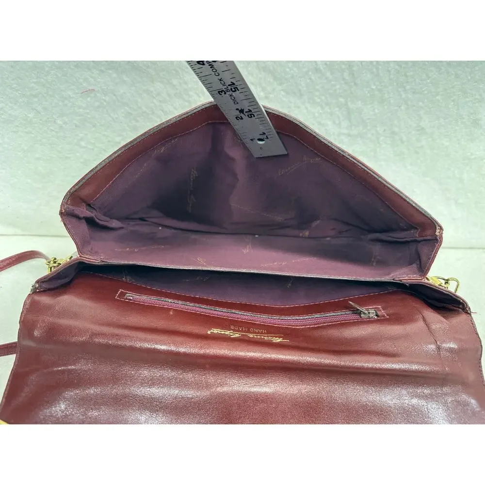 Vintage Etienne Aigner Burgundy Leather Envelope Clutch